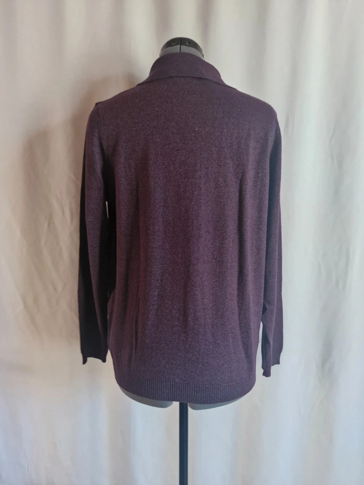 Adoré Paris S/M plum purple fine knit polo collar long sleeves polo shirt – photo 4